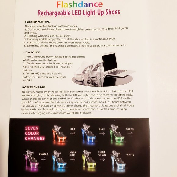 Led Lighted Multi Function Flashdance Clear Platform 7" Heels - Picture 10 of 15